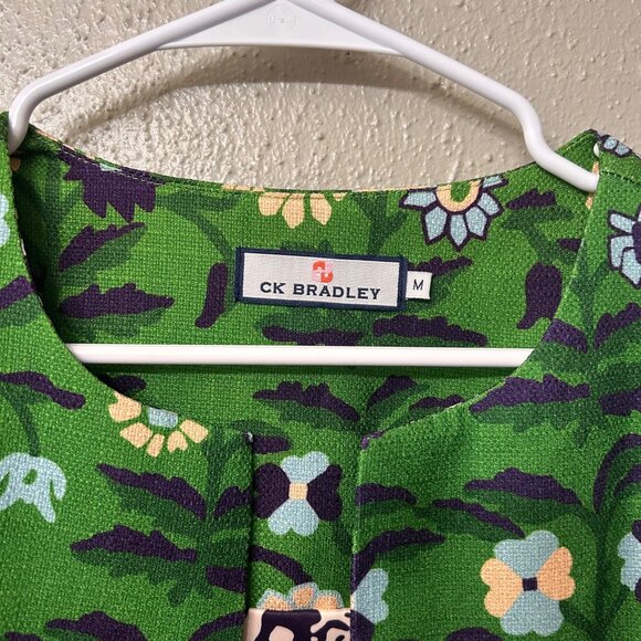 CK Bradley Green Floral Jacket 3/4 Sleeves Open Front Size M - Picture 2 of 9